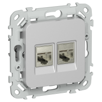 FLITE Розетка 2-местная RJ45/RJ11 категория 6/3 STP РКТ6/3-2-1-ФлА алюминий IEK