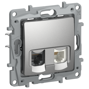 IEKETIKA Розетка двойная RJ11+RJ45 кат.5E UTP 6724521 алюминий IEK