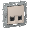 IEKETIKA Розетка компьютерная двойная RJ45 категория 5Е UTP 6711551 песочный IEK
