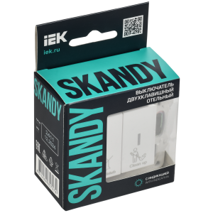 SKANDY Выключатель 2-клавишный с индикацией для отелей 10А SK-V16W арктический белый IEK