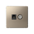 ARTGALLERY РОЗЕТКА двойная ТВ + компьютерная RJ45, кат. 5Е, ШАМПАНЬ GAL000589