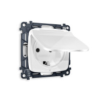 MO108010 Комплект механизма электрической розетки OMEGA Белый глянец сз с шторками и крышкой IP44 QUANT OP1080, VM141 AMBRELLA VOLT