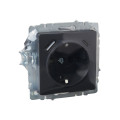 BRITE Розетка 1-местная с заземлением с защитными шторками 16А с USB AC 18Вт РЮш11-1-БрГ графит IEK