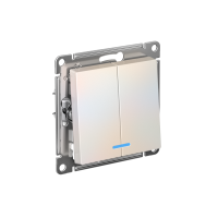 ATLASDESIGN 2-клавишный ВЫКЛЮЧАТЕЛЬ с подсветкой, сх.5а, 10АХ, мех., быстрозажим. клем., ЖЕМЧУГ ATN000453S