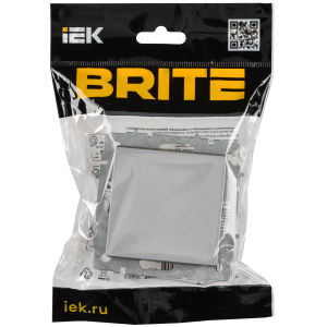 BRITE Выключатель 1-клавишный проходной 10А безвинтовое крепление ВС11-1-6-БрА алюминий IEK