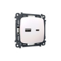 MO211010 Комплект механизма розетки OMEGA Жемчуг 2USB AC 20W быстрая зарядка QUANT OP2110, VM177 AMBRELLA VOLT