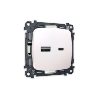 MO211010 Комплект механизма розетки OMEGA Жемчуг 2USB AC 20W быстрая зарядка QUANT OP2110, VM177 AMBRELLA VOLT