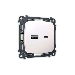 MO211010 Комплект механизма розетки OMEGA Жемчуг 2USB AC 20W быстрая зарядка QUANT OP2110, VM177 AMBRELLA VOLT