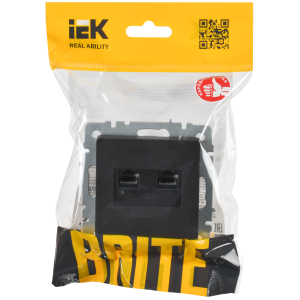 BRITE Розетка компьютерная двойная RJ45 кат.6 РК11-2-БрЧ черный IEK