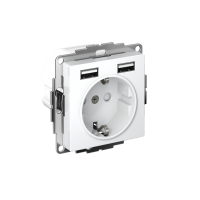 ATLASDESIGN РОЗЕТКА 16А c 2 USB A+A, 5В/2,4А, 2х5В/1,2А, механизм, ЛОТОС ATN001330