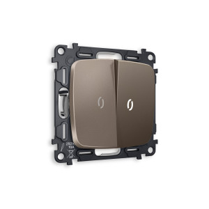 MO634015 Комплект механизма 2-кл выключателя с подсветкой 5600K OMEGA Темная бронза матовый QUANT OP6340, VM115, G14W AMBRELLA VOLT