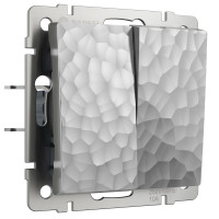 W1222006/ Выключатель двухклавишный проходной (hammer серебряный)