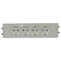 Механизм розетки 4-м СП 8мод. Mosaic 16А IP40 4х2P+N с заземл. с суппортом безвинт. клеммы для кабель-канала DLP бел. Leg 077434