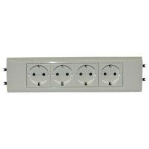 Механизм розетки 4-м СП 8мод. Mosaic 16А IP40 4х2P+N с заземл. с суппортом безвинт. клеммы для кабель-канала DLP бел. Leg 077434