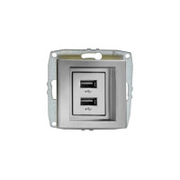 Розетка USB -зарядка Mono Electric Despina/ Larissa двойная механизм серебро 500-002105-178