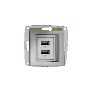 Розетка USB -зарядка Mono Electric Despina/ Larissa двойная механизм серебро 500-002105-178