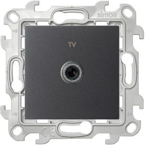 Розетка TV Simon SIMON 24 HARMONIE, скрытый монтаж, графит, 2410475-038
