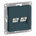 ATLASDESIGN РОЗЕТКА двойная компьютерная RJ45+RJ45 кат. 5e, механизм, ИЗУМРУД ATN000885