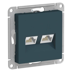 ATLASDESIGN РОЗЕТКА двойная компьютерная RJ45+RJ45 кат. 5e, механизм, ИЗУМРУД ATN000885