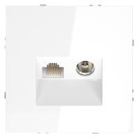 Розетка телевизионная встраиваемая VOLTUM S70 TVRJ45 кат. 6, белый глянцевый