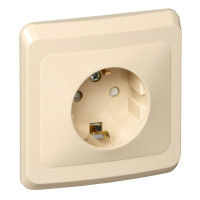ЭТЮД С/У РОЗЕТКА с заземлением со шторками, 16А 250B, КРЕМОВЫЙ PC16-004K
