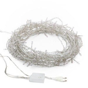 Гирлянда светодиодная Светодиодный Дождь 1.5х1м 96LED бел. 8Вт 230В IP20 с контроллером провод прозр. Neon-Night 235-025