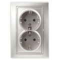 Розетка двойная Plano 1-205-03 16А IP20 250В 2х2P+E Schuko алюм. Intro Б0030070
