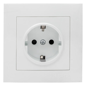 Розетка 1-м СП Валенсия 16А IP20 с заземл. защ. шторки бел. PROxima EKF EWR16-028-10