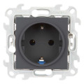 Розетка 1-м СП Simon 24 16А IP20 2P+E Push&Go без защ. шторок механизм графит Simon 2420434-038
