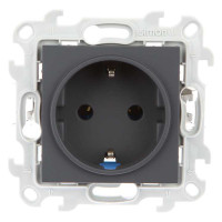 Розетка 1-м СП Simon 24 16А IP20 2P+E Push&Go без защ. шторок механизм графит Simon 2420434-038