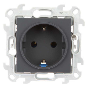 Розетка 1-м СП Simon 24 16А IP20 2P+E Push&Go без защ. шторок механизм графит Simon 2420434-038