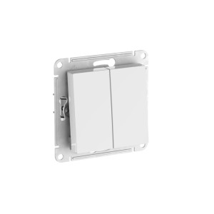 ATLASDESIGN AQUA 2-клавишный ВЫКЛЮЧАТЕЛЬ, IP44, сх.5, 10АХ, мех., быстрозажим. клем., БЕЛЫЙ ATN440151S