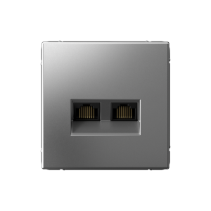 ARTGALLERY РОЗЕТКА двойная компьютерная RJ45+RJ45, кат. 5е, механизм, СТАЛЬ GAL000985