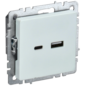 BRITE Розетка USB A+C 18Вт РЮ11-1-БрЖ жемчуг IEK