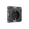 MO909010 Комплект механизма электрической розетки OMEGA Графит мягкое касание 2USB AA 18W быстрая зарядка сз QUANT OP9090, VM155 AMBRELLA VOLT