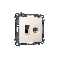 MA332510 Комплект механизма розетки компьютерной  TV оконечной RJ-45 с автоматической защитной шторкой ALFA Бежевый матовый QUANT AP3325, VM195 AMBRELLA VOLT