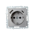 BRITE Розетка 1-местная с заземлением с защитными шторками 16А с USB AC 18Вт РЮш11-1-БрС сталь IEK