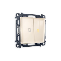 MA304030 Комплект механизма 2-кл проходного выключателя с подсветкой 3200K ALFA Бежевый глянец QUANT AP3040, VM120, G22Y AMBRELLA VOLT