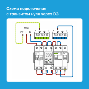 Реле напряжения Welrok D2-63 TN red (с транзитом нуля)