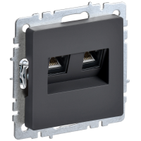 BRITE Розетка компьютерная двойная RJ45 кат.5E РК10-2-БрГ графит IEK