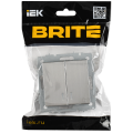 BRITE Выключатель 2-клавишный с индикацией 10А ВС10-2-1-БрГН металл хромникель IEK