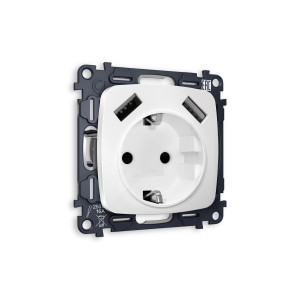 MO129010 Комплект механизма электрической розетки OMEGA Белый матовый 2USB AA 18W быстрая зарядка сз QUANT OP1290, VM155 AMBRELLA VOLT