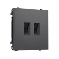 MS662110 Комплект механизма компьютерной двойной розетки SIGMA Антрацит серый RJ-45 (8P8C) CAT6 с/ш QUANT PRO (SP6621, PR189)