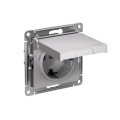 ATLASDESIGN РОЗЕТКА с заземлением со шторками с крышкой,16А,IP20, мех.,быстрозажим. клем., АЛЮМИНИЙ ATN000346S