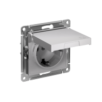 ATLASDESIGN РОЗЕТКА с заземлением со шторками с крышкой,16А,IP20, мех.,быстрозажим. клем., АЛЮМИНИЙ ATN000346S