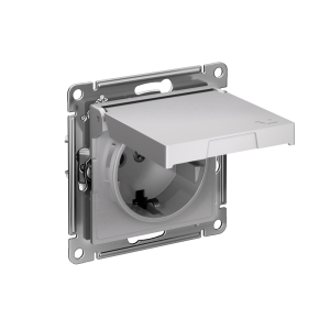 ATLASDESIGN РОЗЕТКА с заземлением со шторками с крышкой,16А,IP20, мех.,быстрозажим. клем., АЛЮМИНИЙ ATN000346S