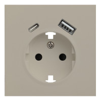 Лицевая панель для розетки 2к+з с USB A+C, латте (35637 LT)