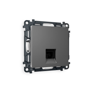 MA662010 Комплект механизма компьютерной розетки ALFA Антрацит серый RJ-458P8C CAT6 с шторкой QUANT AP6620, VM188 AMBRELLA VOLT