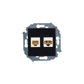Simon 15 Черная Розетка ТЛФ + комп RJ11+RJ45 кат.5е