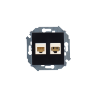 Simon 15 Черная Розетка ТЛФ + комп RJ11+RJ45 кат.5е